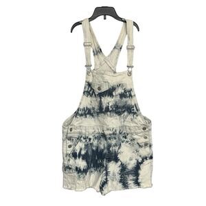 No Boundaries | Juniors Tie Dye Overall Denim Jeans Shorts